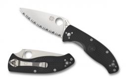 Spyderco Knives Tenacious Liner Lock Black FRN Serrated C122SBK Pocket Knife