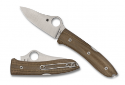 Spyderco Knives SpyOpera Lockback Brown Canvas Micarta M390 Stainless C255CMP