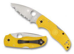 Spyderco Knives Native 5 Lockback Yellow FRN Serrated LC200N Stainless C41SYL5