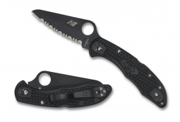 Spyderco Knives Salt 2 Lockback Black FRN Serrated H2 Stainless C88SBBK2
