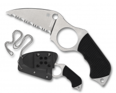 Spyderco Knives Swick 5 Fixed Blade Knife FB14S5 Serrated LC200N Steel Black G10
