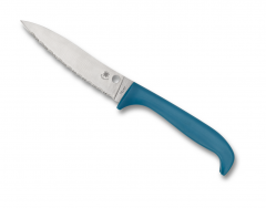 Spyderco Knives Counter Puppy Kitchen Knife Blue Serrated Stainless Steel K20SBL