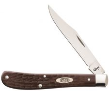 Case xx Knives Slimline Trapper Jigged Brown Delrin Stainless Pocket Knife 00135