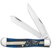 Case xx Knives Ford Trapper Logo Embossed Blue Bone Stainless Pocket Knife 14323