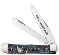 Case xx Knives U.S. Veteran Trapper Embellished Natural Bone Stainless 16300