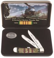 Case xx Knives Trapper Vietnam War Veteran Ribbon Natural Bone Stainless 22040