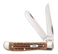 Case xx Mini Trapper Knife Burnt Brown Bone Pocket Worn Stainless Pocket  23651