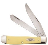 Case xx Trapper Knife Yellow Delrin Handle CS Carbon Steel Pocket Clip 30114