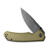 Civivi Knives Brazen Liner Lock C2102DS-2 Damascus Steel Olive Micarta