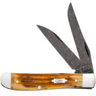 Case xx Knives Mini Trapper Burnt Goldenrod Bone 52422 Damascus Pocket Knife