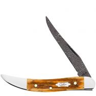 Case xx Knives Texas Toothpick Burnt Goldenrod Bone 52424 Damascus Pocket Knife