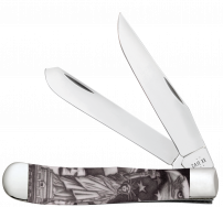 Case xx Knives Trapper Black White Statue Liberty 10677 Stainless Pocket Knife