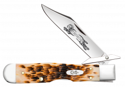 Case xx Knives Cheetah Cub Peach Seed Amber Bone 10812 Stainless Pocket Knife