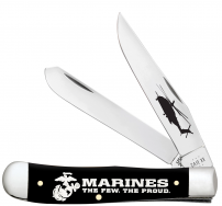 Case xx Knives USMC Trapper 13204 Black Delrin Stainless Steel Pocket Knife