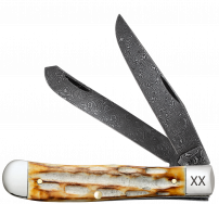 Case XX Mini Trapper Burnt Natural Bone 27233 Damascus Pocket