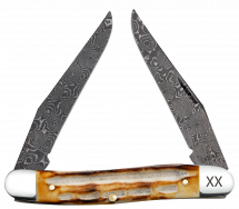 Case xx Knives Muskrat Jigged Burnt Natural Bone 27231 Damascus Pocket Knife