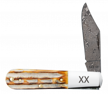 Case xx Knives Barlow Jigged Burnt Natural Bone 27232 Damascus Pocket Knife