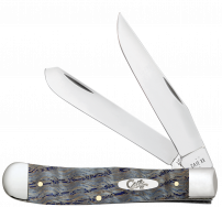 Case xx Knives Trapper Blue Curly Oak Wood 47490 Stainless Pocket Knife