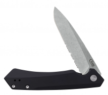 Case xx Kinzua Frame Lock 64633 Black Aluminum S35VN Stainless Serrated Knife