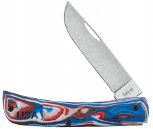 Case xx Knives Sod Buster Jr Red, White & Blue Burl G10 S35VN Steel Pocket Knife