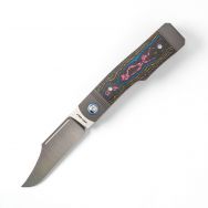 Jack Wolf Knives Gunslinger 80s CamoCarbon S90V Stainless Steel Pocket Knife