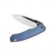 QSP Knives Woodpecker Frame Lock 116-C-II Knife M390 Stainless & Blue Titanium