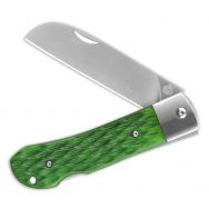 QSP Knives Worker Lockback 128-B Knife Bohler N690 Stainless Steel & Green Bone