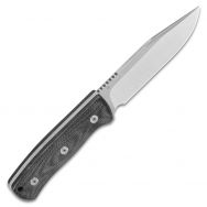 QSP Knives Bison Fixed Blade 134-A Knife D2 Semi-Stainless Steel & Black Micarta