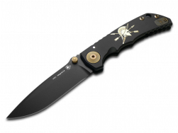 Spartan Blades Harsey Folder SF5 Black Gold Logo Titanium MagnaCut Knife