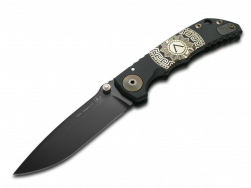 Spartan Blades Harsey Folder SF5 Black Gold Shield Titanium MagnaCut Knife