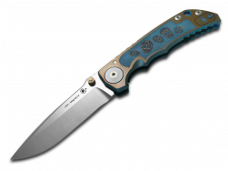 Spartan Blades Harsey Folder SF5 Blue Sugar Skulls Titanium MagnaCut Knife
