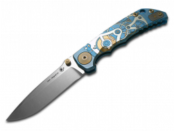 Spartan Blades Harsey Folder SF5 Blue Watchworks Titanium MagnaCut Pocket Knife