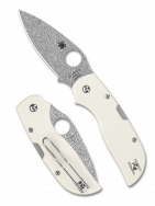 Spyderco Knives Chaparral Back Lock C152GPIVD White G10 Damasteel DS93X Knife