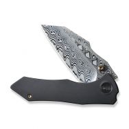 WE Knife High-fin Frame Lock 22005-DS1 Damasteel Black Titanium Pocket Knives