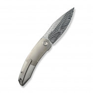 WE Knife Sine Wave 23069B-DS1 Bead-Blasted Titanium Damasteel Knife
