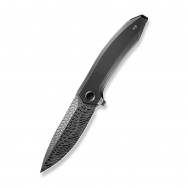 WE Knife Acuminal Frame Lock 23070-DS1 Polished Gray Titanium Damasteel Knife
