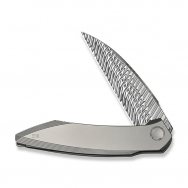 WE Knife Fluxor Liner Lock 23071-DS1 Bead-blasted Titanium Damasteel Knives