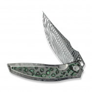 WE Knife Quinseris 23093-DS1 Titanium Jungle Wear Fat Carbon Damasteel Knife