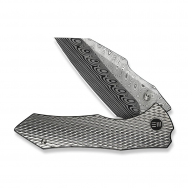WE Knife High-Fin XL 24010-DS1 Satin Polished 6AL4V Titanium Damasteel Knife