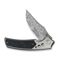 WE Knife Skynix 24087-DS1 Gray Titanium Blue Carbon Fiber Damasteel Knives