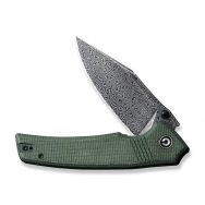 Civivi Tranquil C23027-DS1 Liner Lock Green Micarta Damascus Steel Pocket Knife