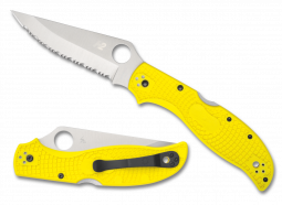 Spyderco Knives Stretch 2 XL Salt LW C258SYL Yellow FRN Serrated H2 Steel Knife