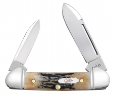 Case xx Knives Butterbean Fluted Burnt Stag 10758 Stainless Pocket Knife