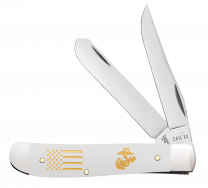Case xx Knives Mini Trapper U.S. Marines White Synthetic 13213 Stainless Knife