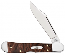 Case xx Mini Copperlock Brown Maple Burl Wood 64067 Stainless Pocket Knife