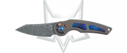 Fox Knives Jupiter Button Lock FX-555DPB Blue Timascus Damasteel Pocket Knife