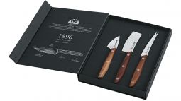 Fox Knives Due Cigni 3-Knife Set Italian Walnut Wood Stainless Cheese Knives