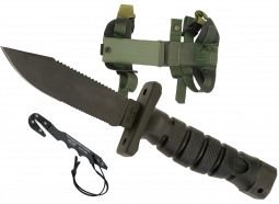 Ontario Knives ASEK Survival Knife Fixed Blade 1400 Carbon Steel Black Kraton