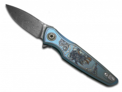 Spartan Blades Pandia Blue Ronin Five Rings-Water Titanium Damascus Steel Knife