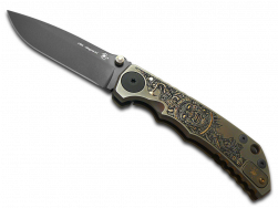 SPARTAN BLADES Harsey Folder SF5 Bronze Aztec Titanium CPM MagnaCut Pocket Knife